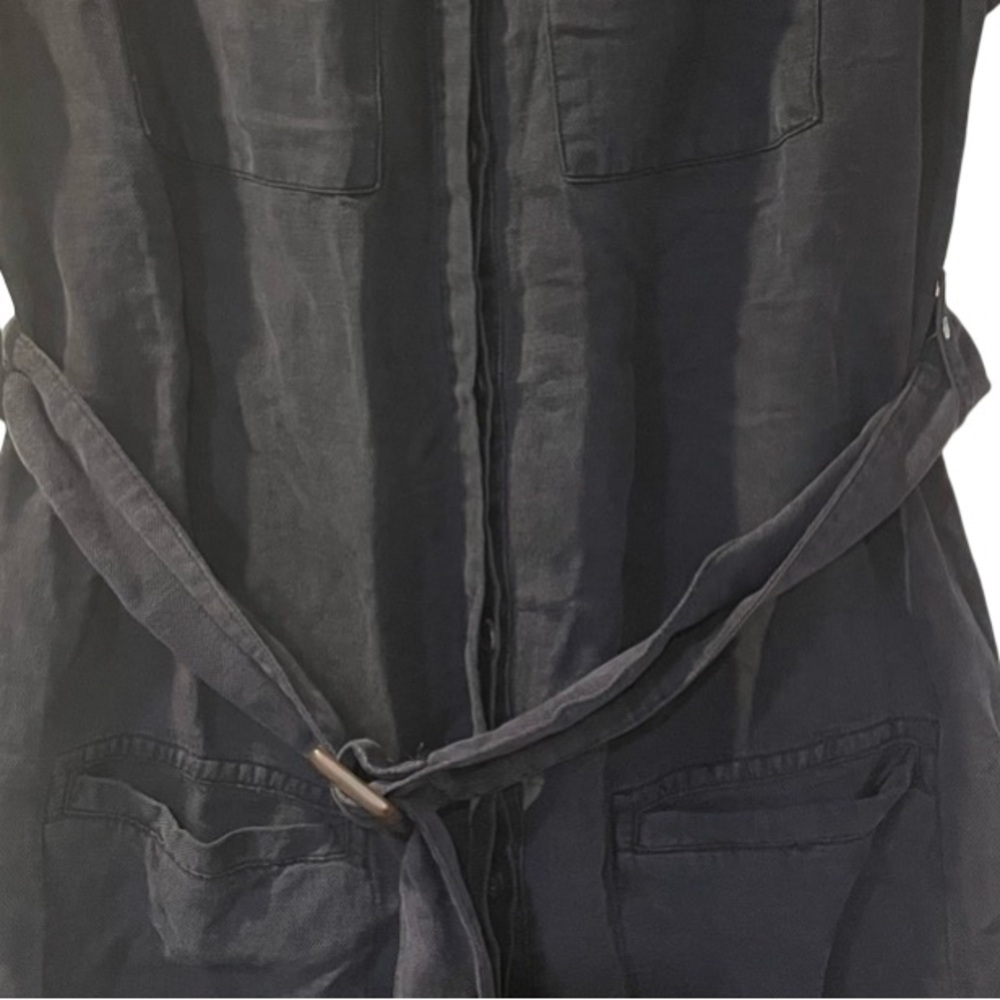NWOT Lucky Brand NAVY‎ Button Down Midi Linen Blend Dress Women's Size XS - Picture 2 of 9